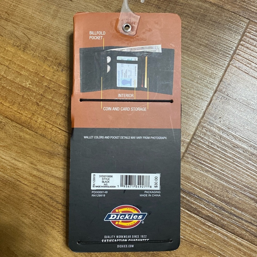 Dickies black fabric trifold wallet - Picture 3 of 5